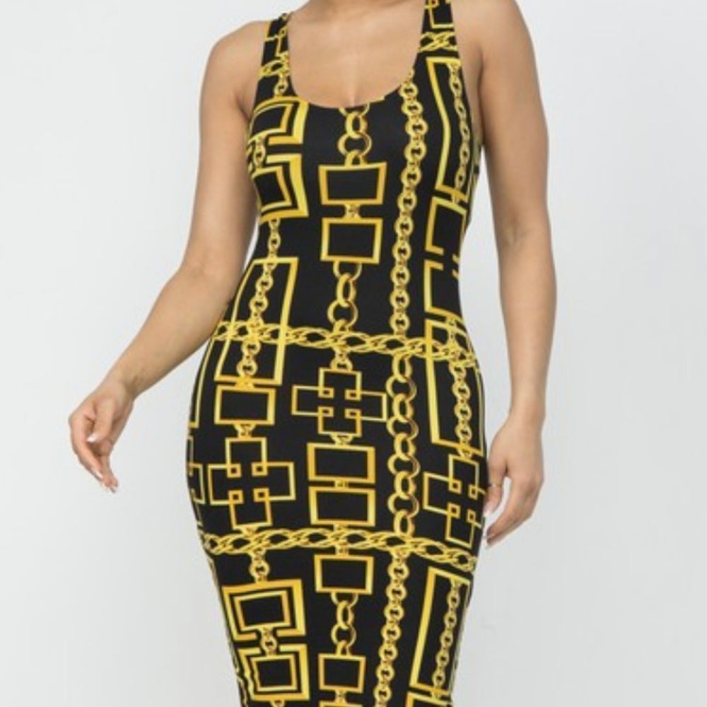 Black and Gold Bodycon Dress